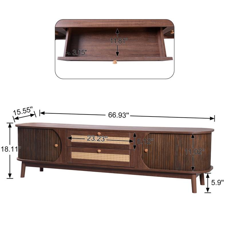 Chic Rattan TV Stand - Modern Farmhouse Style