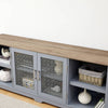 Charming Coastal TV Stand with Glass Doors