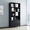 Chic Black Bookcase with Doors
