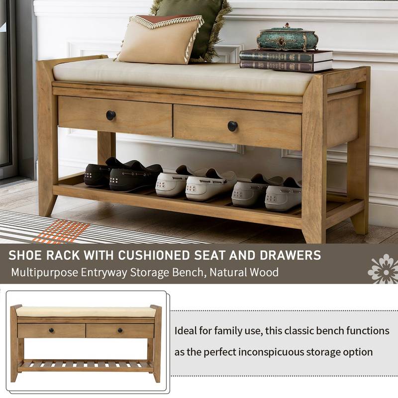 Cozy Storage Bench with Shoe Rack and Drawers