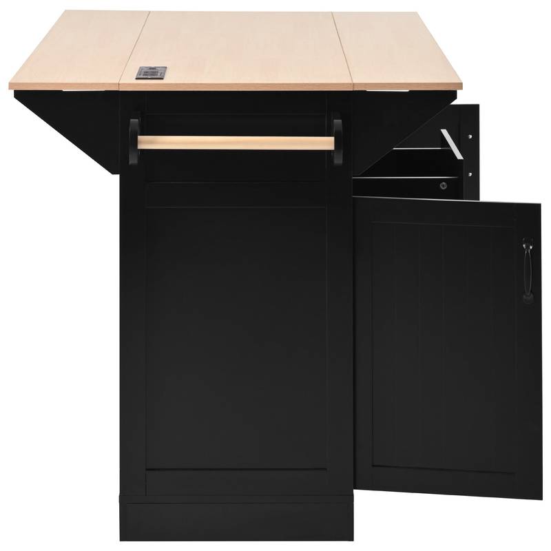 Versatile Kitchen Island Cart with Drop Leaves and Power Outlet