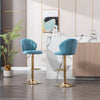 Chic Swivel Bar Stools with Velvet Touch and Gold Accents - Baby Blue Duo