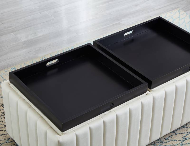 Chic Velvet Cube Ottoman with Tray Storage