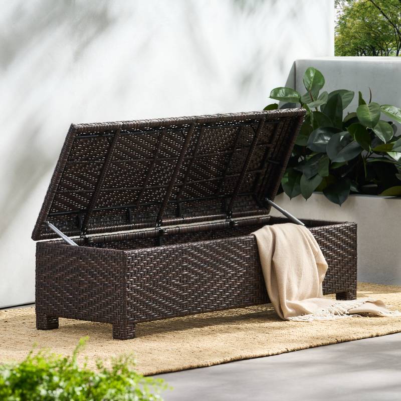 Chic Wicker Storage Bench