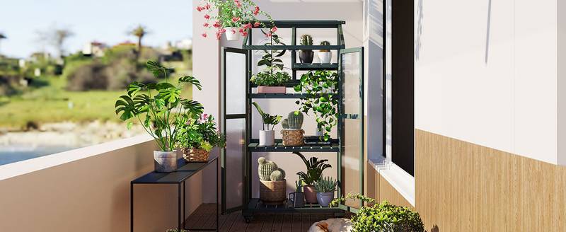 EasyMove Greenhouse: Portable Wooden Oasis with Adjustable Shelves
