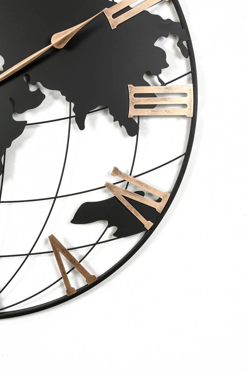 Vintage-Inspired World Map Wall Clock