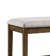 Light Oak Counter Height Bench with Chic Gray Fabric Upholstery