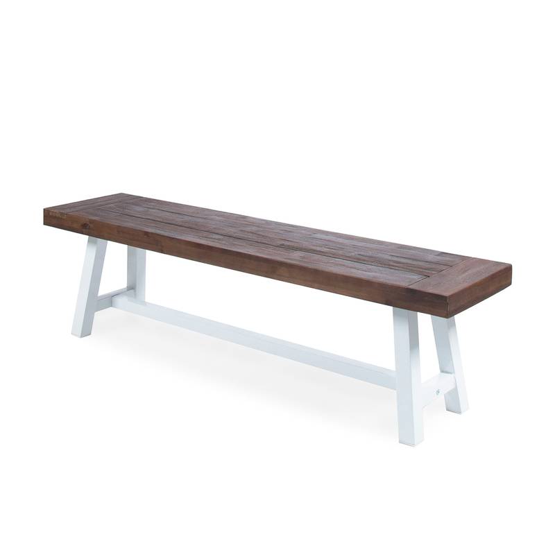 Chic Dark Brown & White Outdoor Benches (Set of Two)