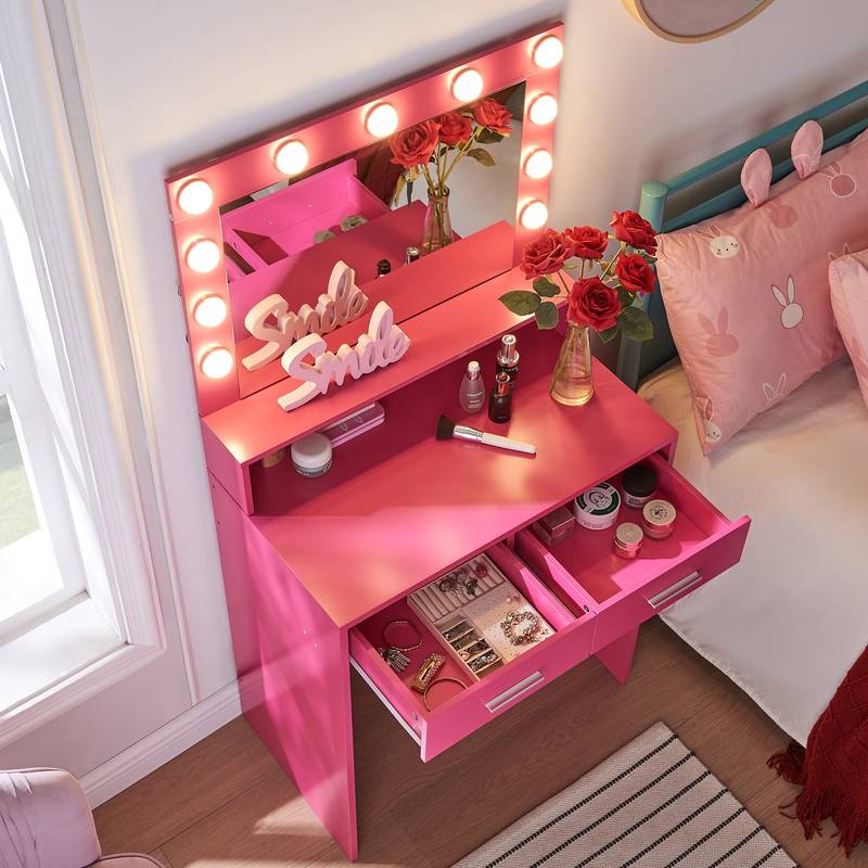 Glam Glow Vanity Desk with Adjustable Lights