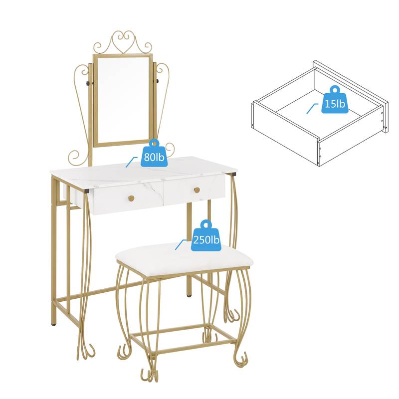 Charming Vintage Makeup Vanity Set