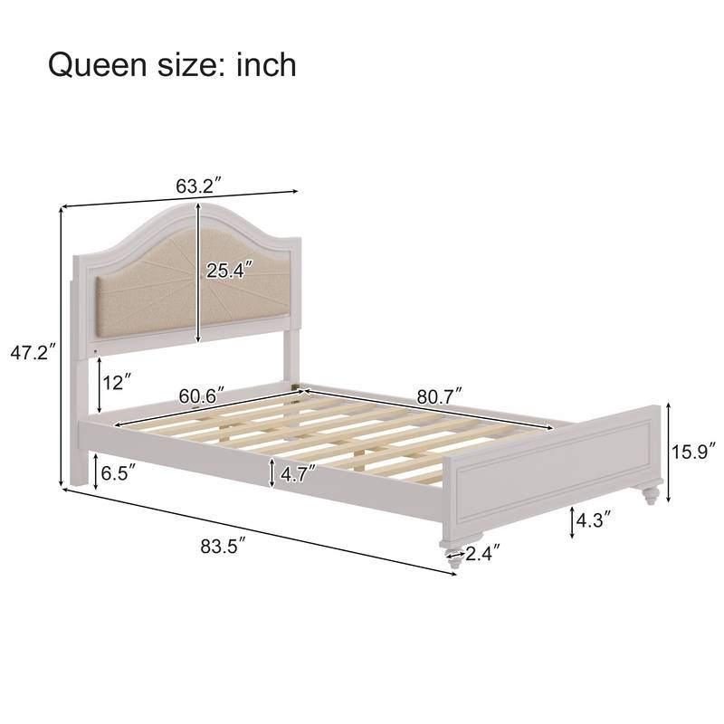 Cozy Cream Grey Queen Bedroom Set with LED Headboard & Nightstands