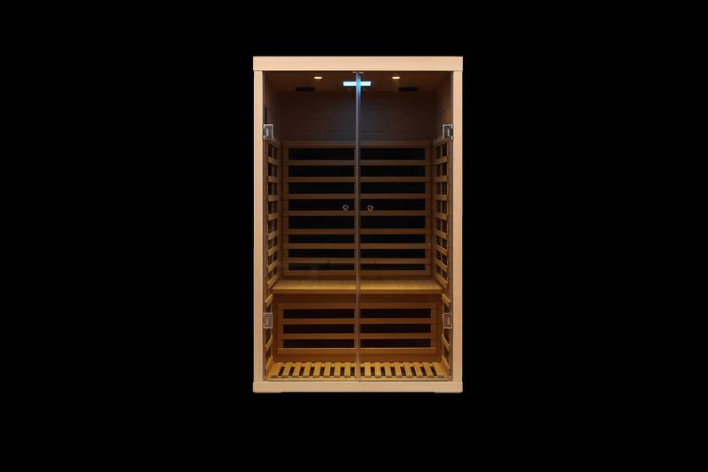 Cozy Glass Hemlock Sauna for Two