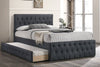 Cozy Charcoal Twin Bed with Trundle and Tufted Headboard