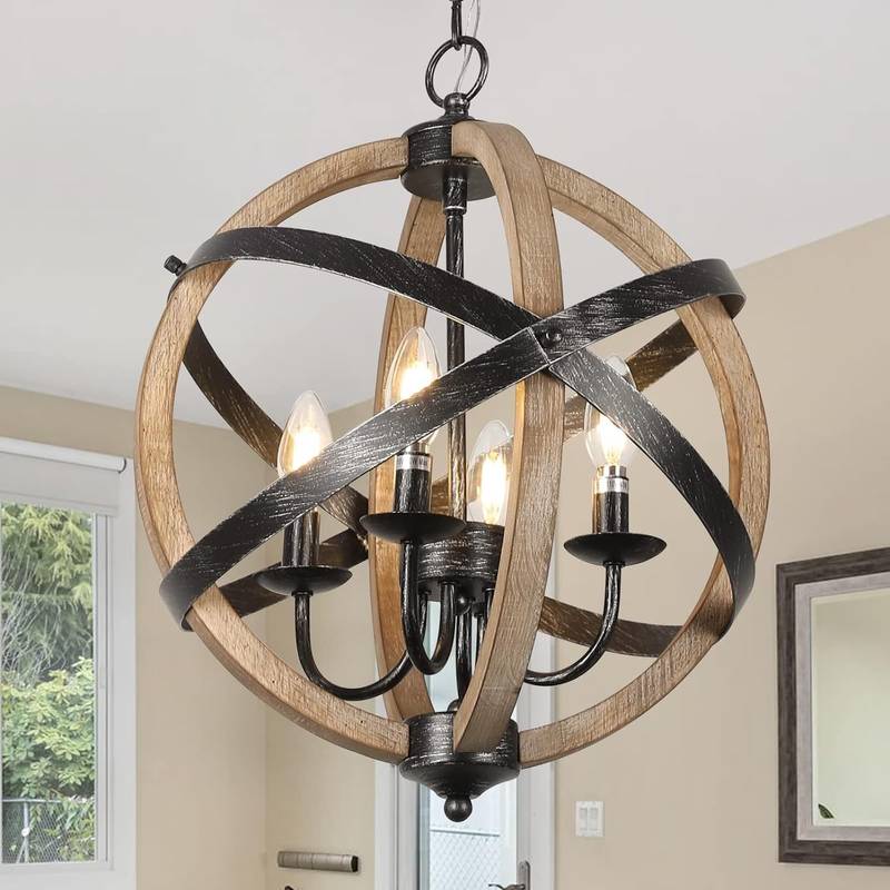 Rustic Farmhouse Chandelier – Adjustable Wood Lighting for Every Room