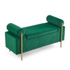 Chic Green Velvet Storage Bench with Stylish Arms