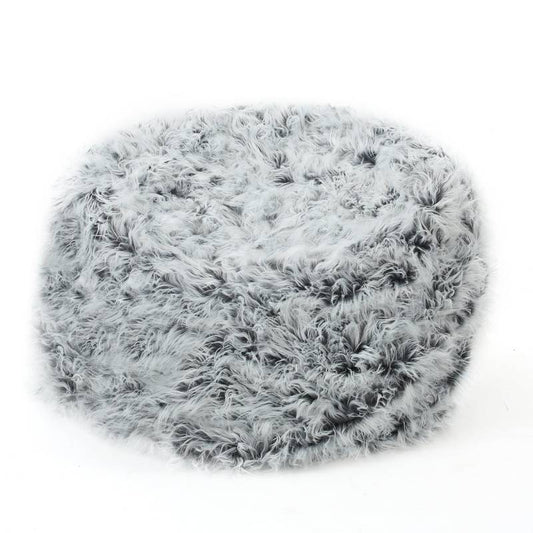 Cozy Silver Gray Faux Fur Bean Bag