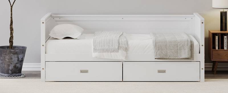 Cozy White Twin Daybed with Storage Drawers