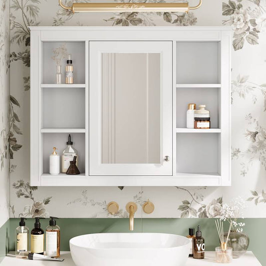 Stylish Wall-Mounted Bathroom Mirror Cabinet with Shelves