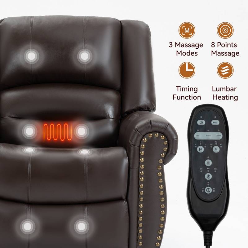 ComfortLift Massage Recliner - Genuine Leather with USB Ports