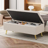 Chic Storage Ottoman with Metal Legs - Beige Corduroy Comfort