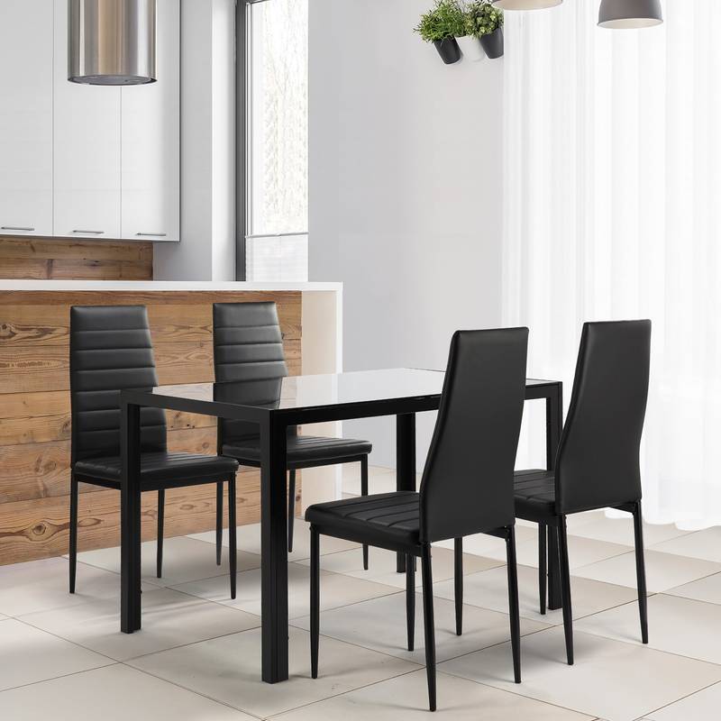 Sleek Glass Dining Set with Stylish Chairs
