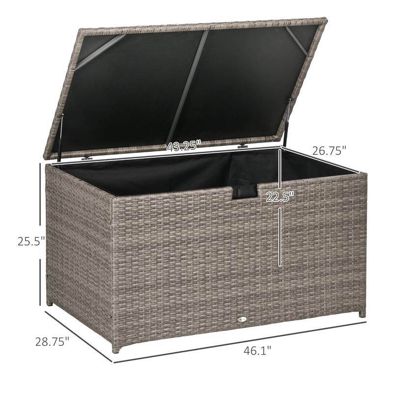 Outsunny Gray Rattan Outdoor Storage Box