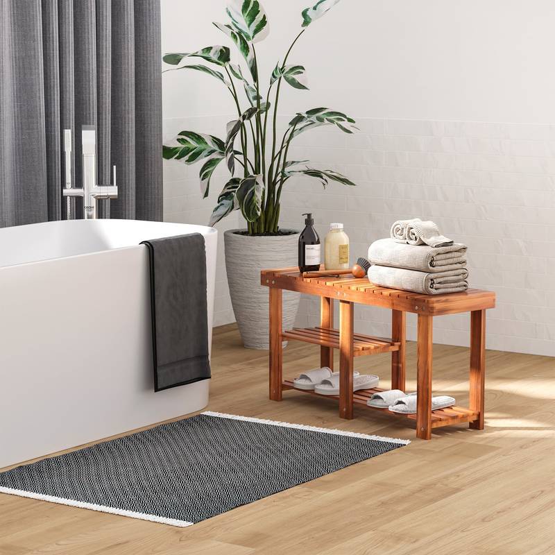 Rustic Wooden Shoe Bench Organizer