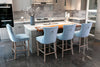 Chic Velvet Barstools with Tufted Detail - Set of Two (Light Blue)