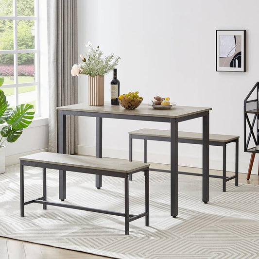 Stylish Industrial Dining Set with Benches