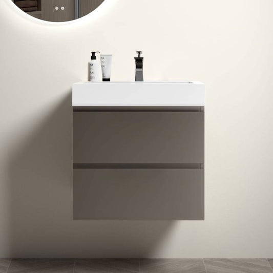 Sleek Gray Floating Vanity with Sink
