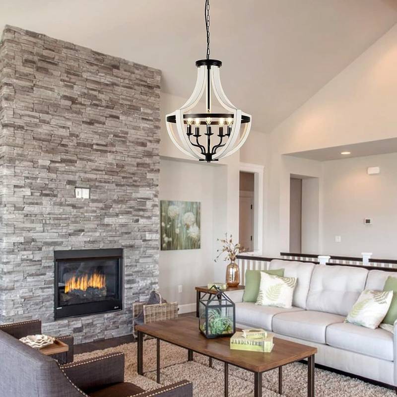 Sleek White Wooden Chandeliers