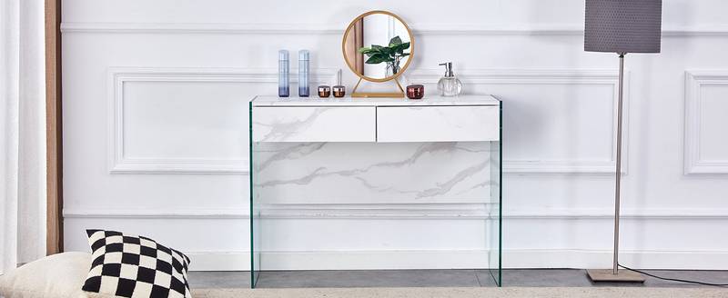 Eco-Friendly Minimalist Dresser & Desk with Double Drawers