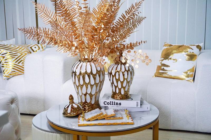 Charming White & Gold Ginger Jar