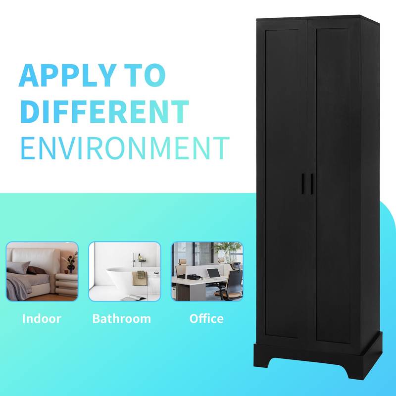 Versatile Black Storage Cabinet with Adjustable Shelves