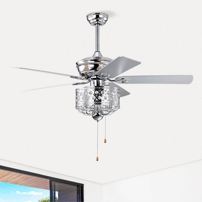 Chic Chrome Ceiling Fan with Pull Chain