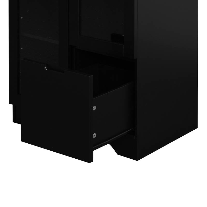 Chic Black Glass-Front Cabinet for Living & Bedroom Storage