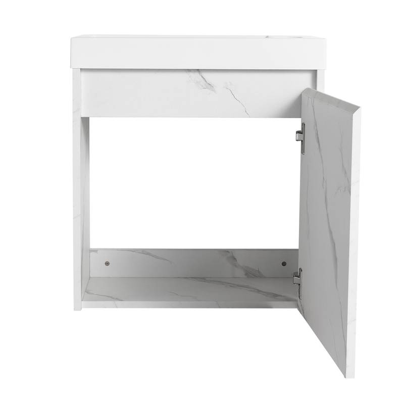 Chic Wall-Mounted Bathroom Vanity with Resin Sink & Quiet-Close Door