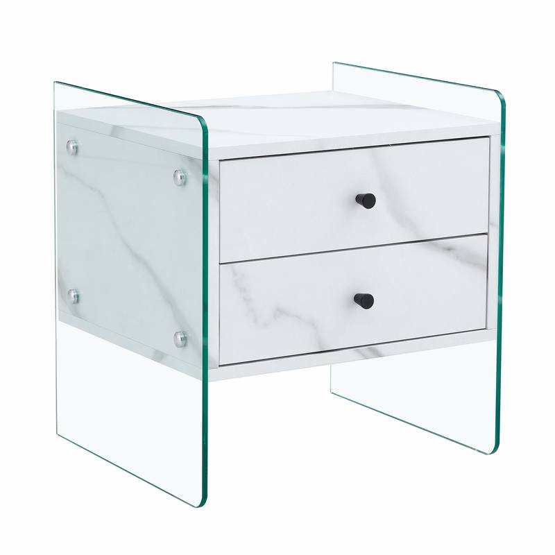 Chic Glass-Top Nightstand