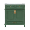 Vintage Green Bathroom Vanity with Soft-Close Storage