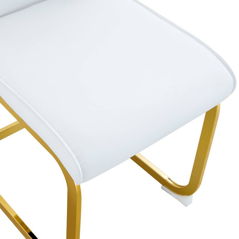 Chic White Arch Dining Chairs - Set of Two with Gold Legs