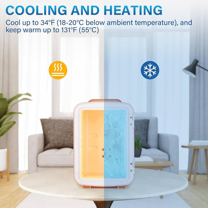 Chic On-the-Go Mini Fridge for Skincare – Pink Portable Cooler & Warmer