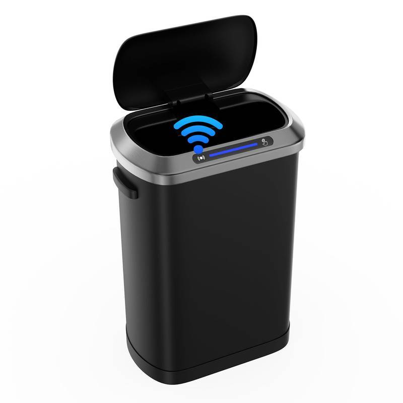 Smart Sensor Trash Can - Sleek Black Design