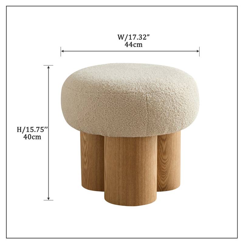 Cozy Mushroom Stool with Plush Cushion & Rustic Charm