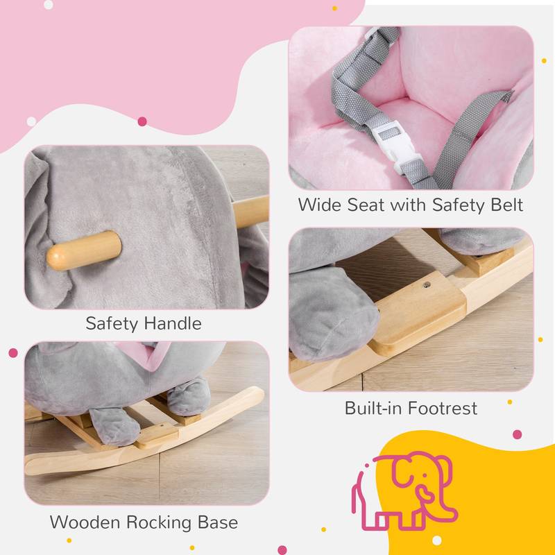 Qaba Elephant Rocking Chair - Fun & Safe Toddler Toy!