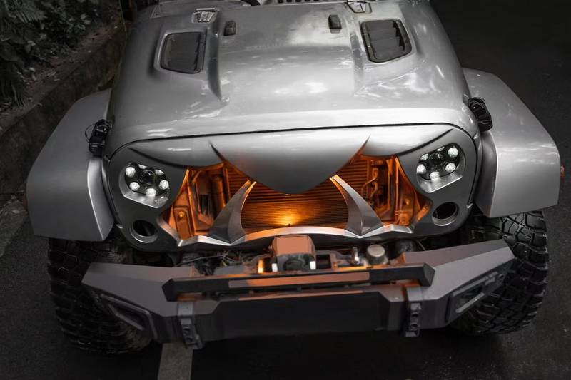 Spooky Jeep Grille Halloween Cover - Matte Black