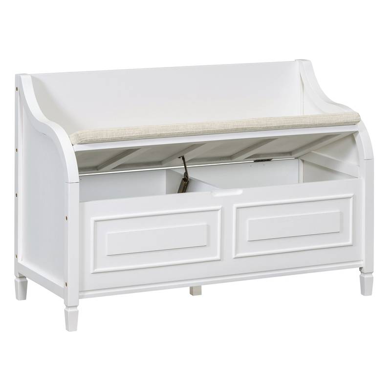 Rustic Charm Storage Bench with Safety Hinge