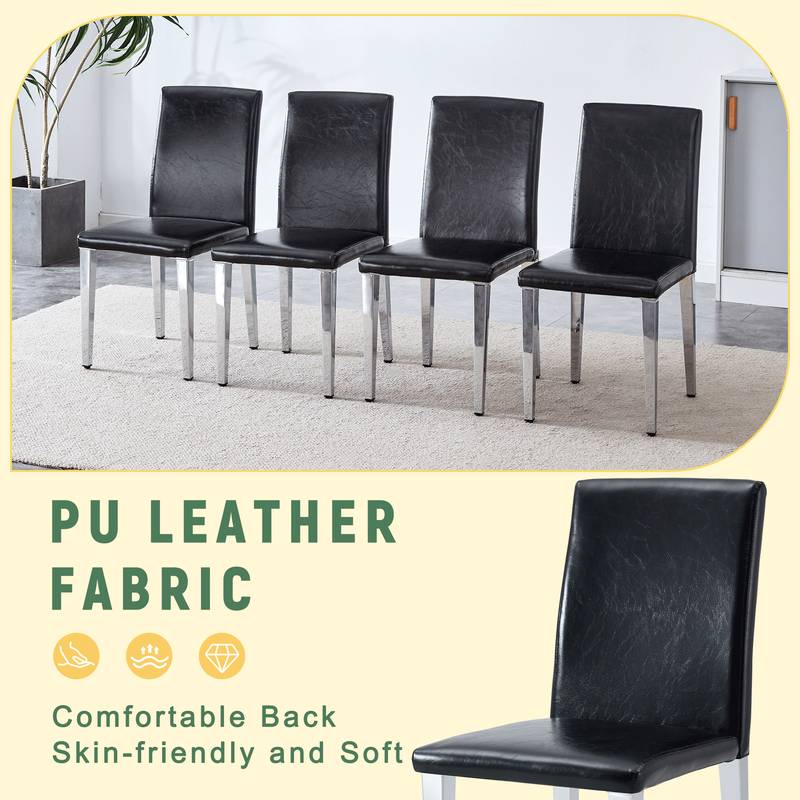 Sleek Black Backrest Chairs with Silver Legs - Modern Minimalist Chic!
