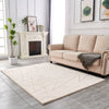 Chic Gold-Gilded Beige Faux Fur Area Rug