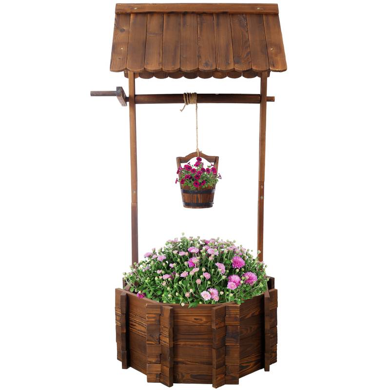 Charming Rustic Wishing Well Planter for Outdoor Spaces