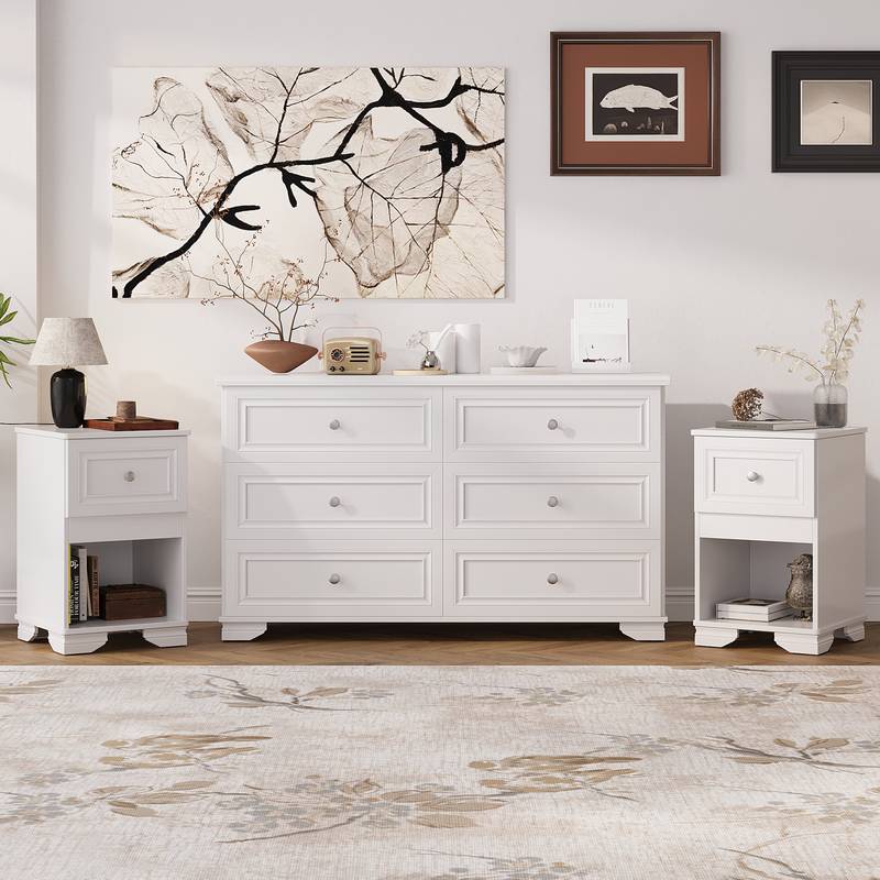 Chic Retro Bedroom Collection with Elegant Dresser and Nightstands